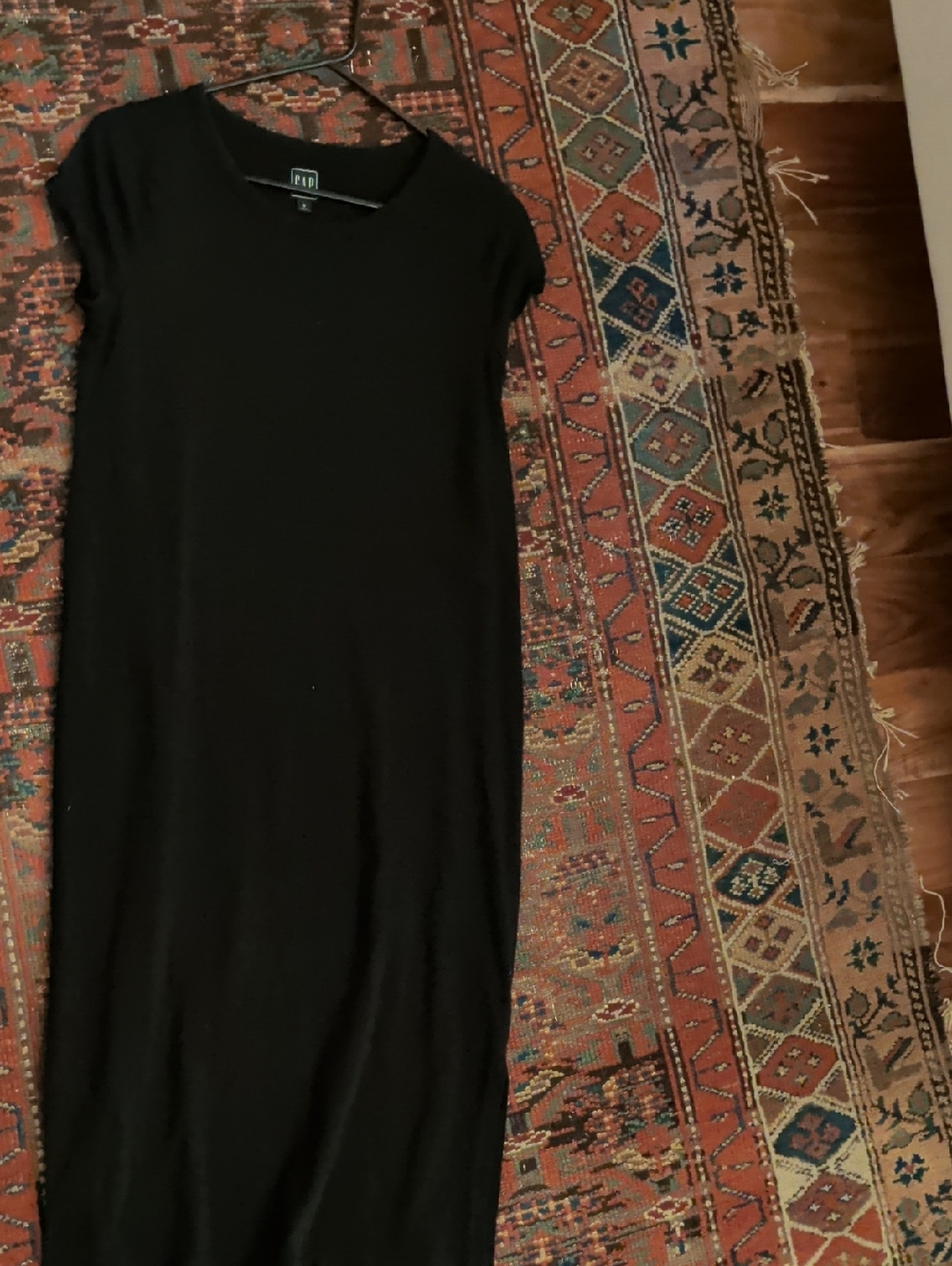 GAP Black Short-Sleeve Maxi Dress